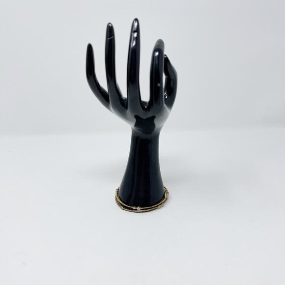 Set of 2 Gold Tone Bangle Bracelets Rhinestone Gems Patina Look Costume Fashion - Picture 7 of 8